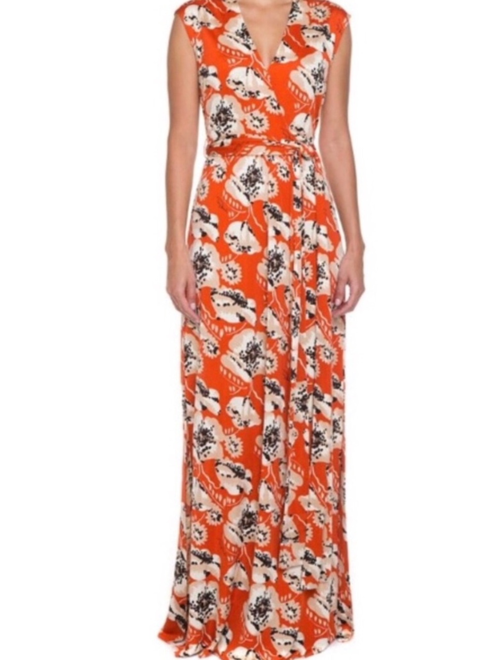 Tory Burch Maddie Silk Floral Print Knit Maxi Dress, Wildberry Wallflower SMALL
